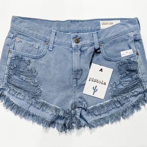 PISTOLA Distressed Denim Shorts - Size 28